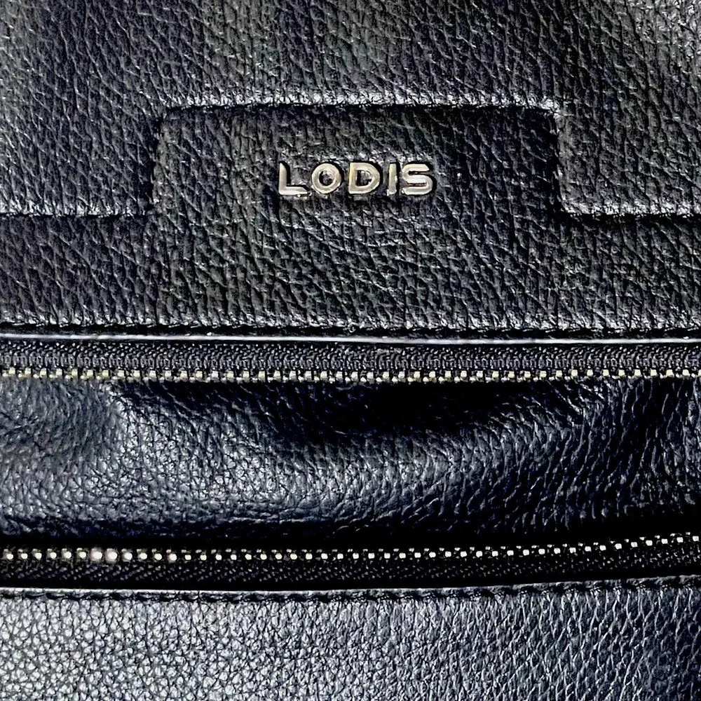 Lodis Black Pebbled Leather Laptop Backpack Work Commute Minimalist Travel